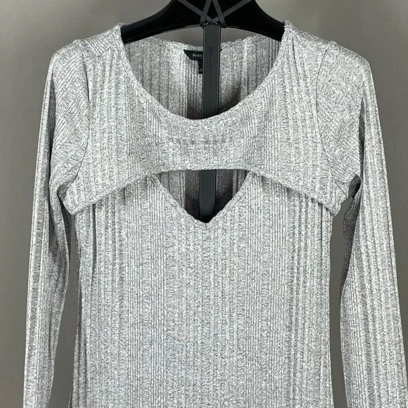 Banana Republic Dress Womens Small gray knit pencil sheath midi casual preppy - Picture 2 of 8
